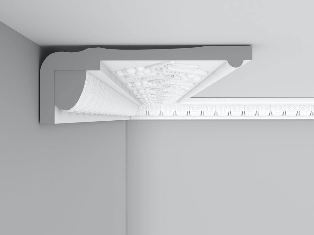 Cornice London Store Cornice CL-R08 Medium Berry & Leaf Enriched Regency plaster cornice image 3