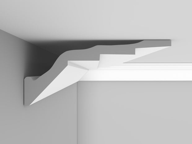 CL-A05 Medium Art Deco Cornice. Projection: 163mm. Height: 75mm.