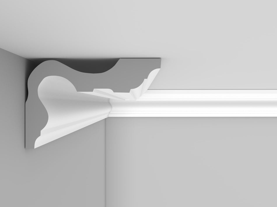 CL-VR29 Small Victorian/Regency Cornice. Projection: 115mm. Height: 80mm.