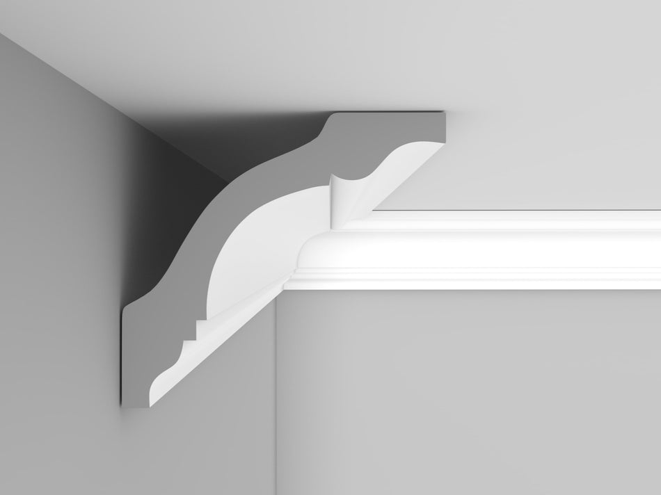 CL-VE28 Small Victorian/Edwardian Cornice. Projection: 105mm. Height: 95mm.