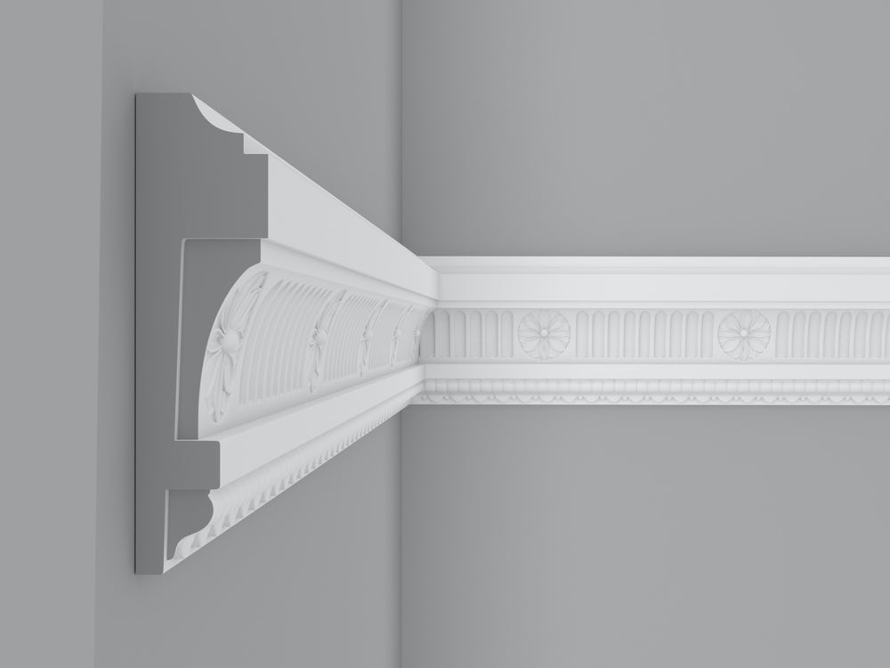 Cornice London Store Cornice CL-D01 medium Fluted and Flower enriched plaster Panel Moulding Dado Rail image 2
