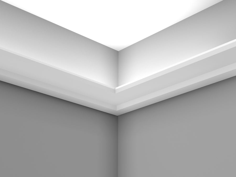 CL-LC06 Small Lighting Cornice. Ceiling Projection: 150mm. Wall Height: 30mm.