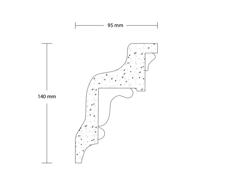CL-CC11 Medium Classic Cornice. Projection: 95mm. Height: 140mm.