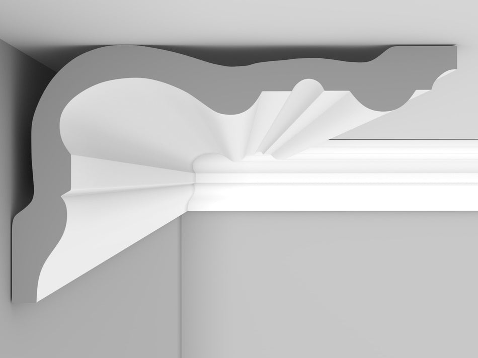 CL-VE18 Large Victorian/Edwardian Cornice. Projection: 205mm. Height: 115mm.