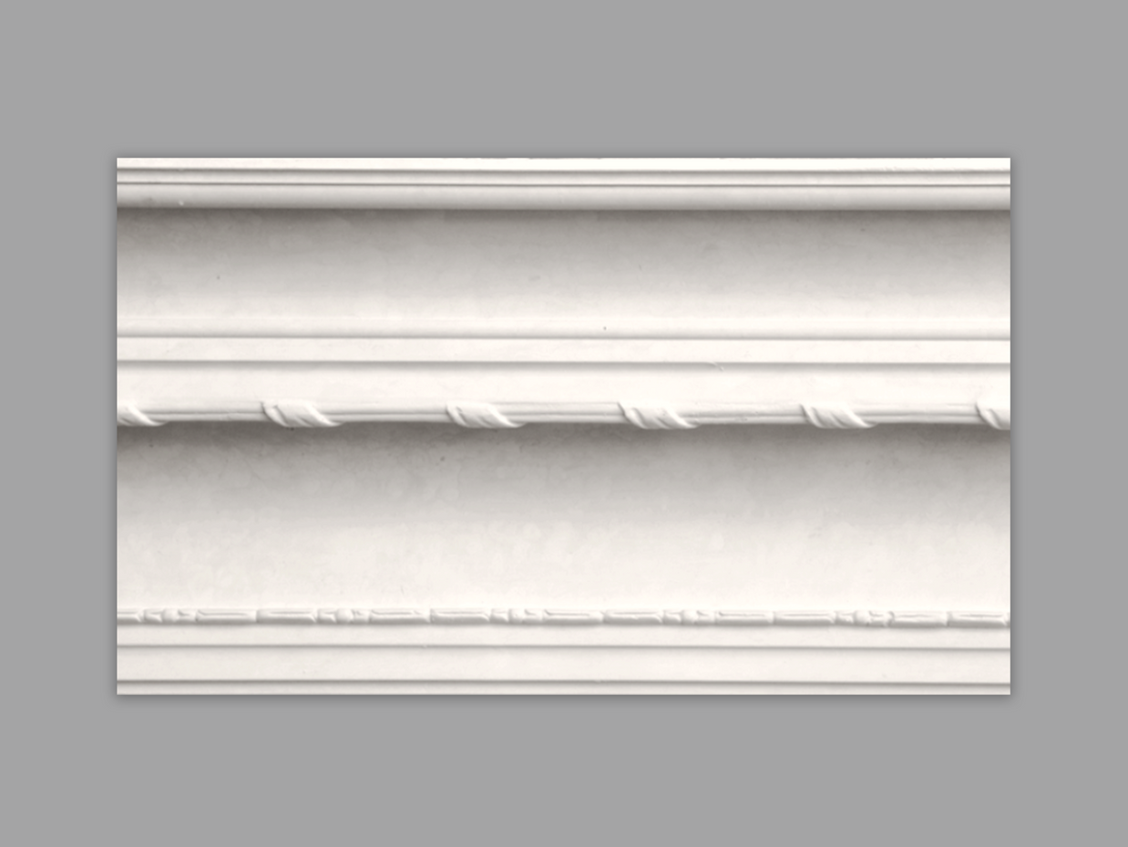 Cornice CL-CC09 large enriched  plaster cornice image 1. The Cornice Store  London based supplier of Plaster Cornice & Ceiling Roses, handmade by Artisans using natural materials. Delivery within 10-14 working days. 