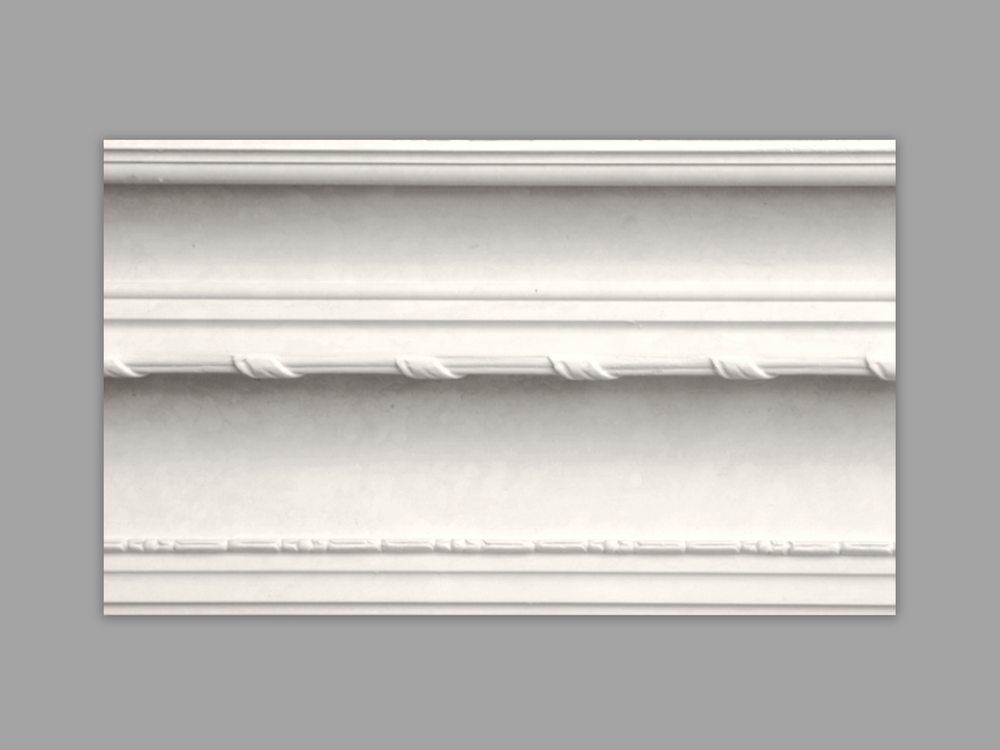 Cornice CL-CC09 large enriched  plaster cornice image 1. The Cornice Store  London based supplier of Plaster Cornice & Ceiling Roses, handmade by Artisans using natural materials. Delivery within 10-14 working days. 
