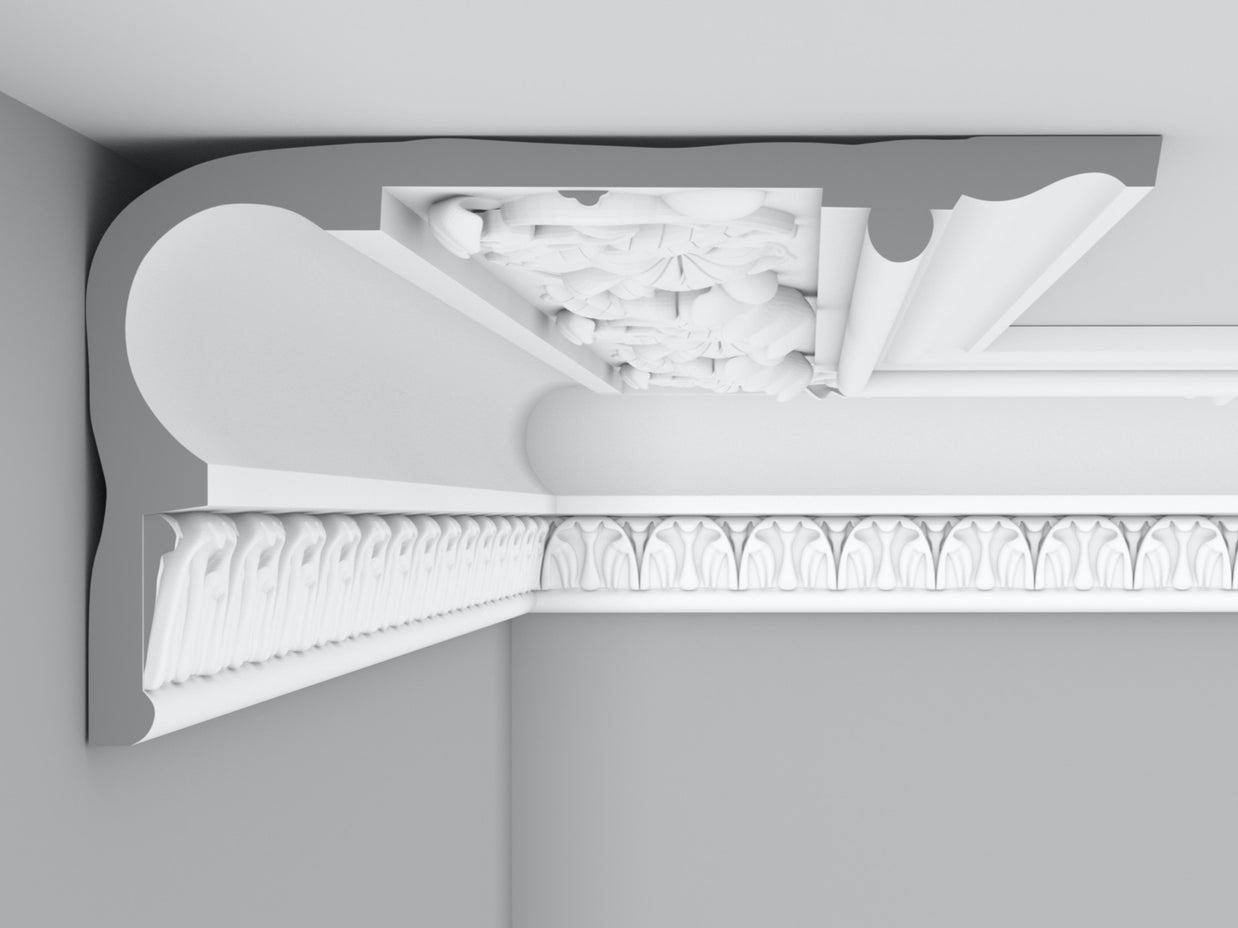 Cornice London Store Cornice CL-V21 Large Floral Lilly enriched Victorian plaster cornice image 4