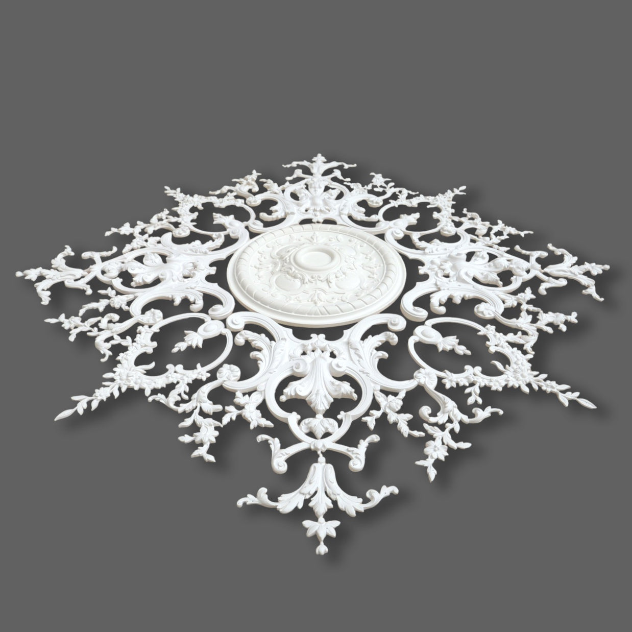 CL-CR38 Large Louis XV enriched Plaster & Resin Ceiling Rose. The Cornice Store London supplier of Plaster Ceiling Roses. I 1