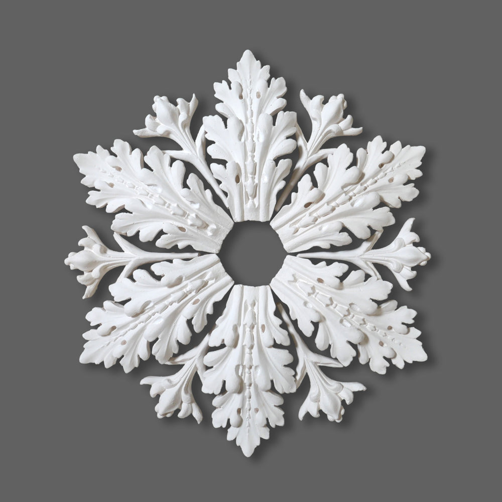 CL-CR29 individual Floral Leaf with Stem Plaster Ceiling Rose. The Cornice Store. Image 1