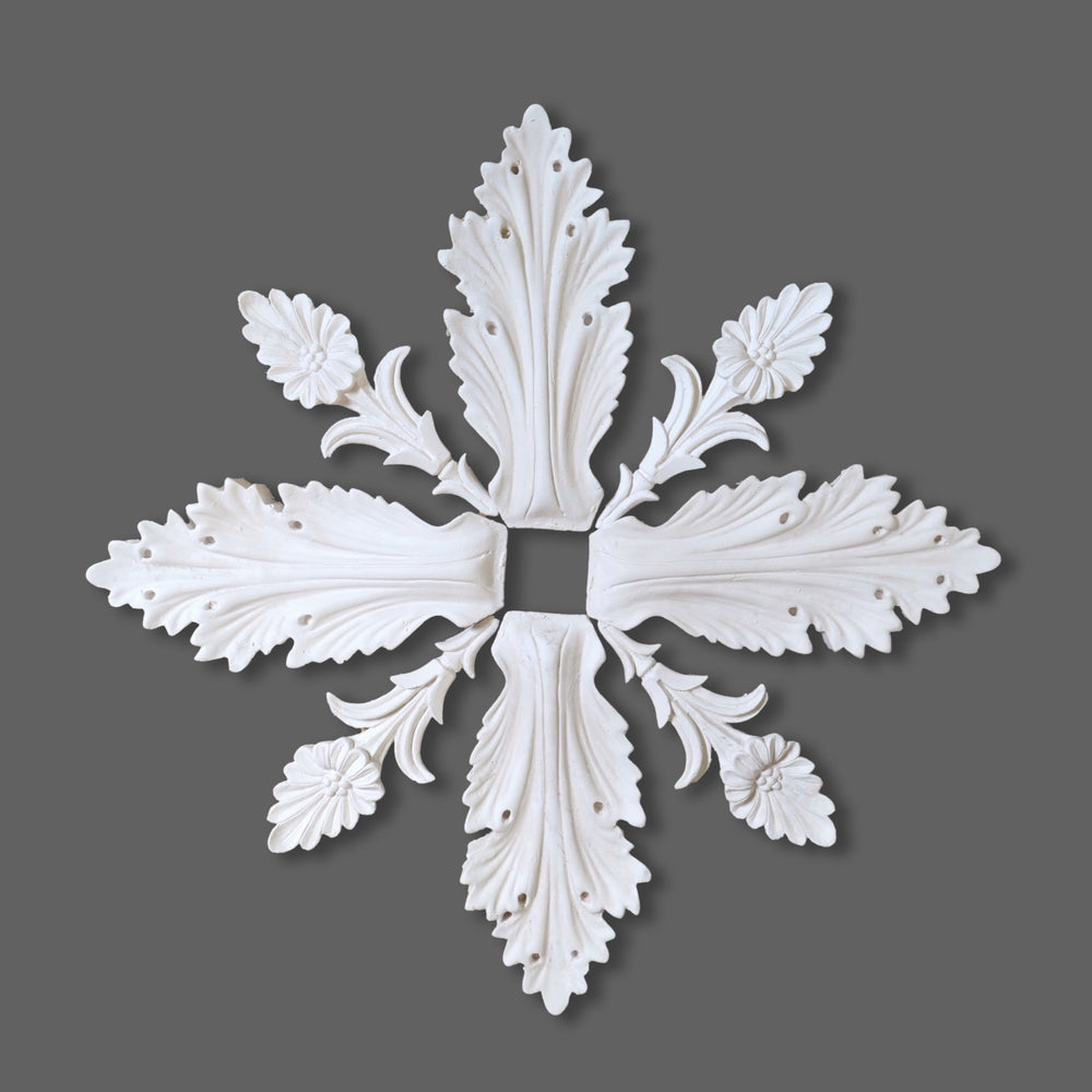CL-CR29 individual Floral Leaf with Stem Plaster Ceiling Rose. The Cornice Store. Image 1