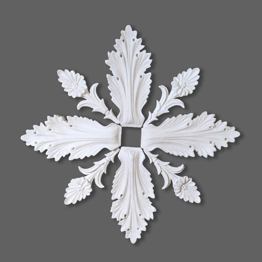 CL-CR29 individual Floral Leaf with Stem Plaster Ceiling Rose. The Cornice Store. Image 1