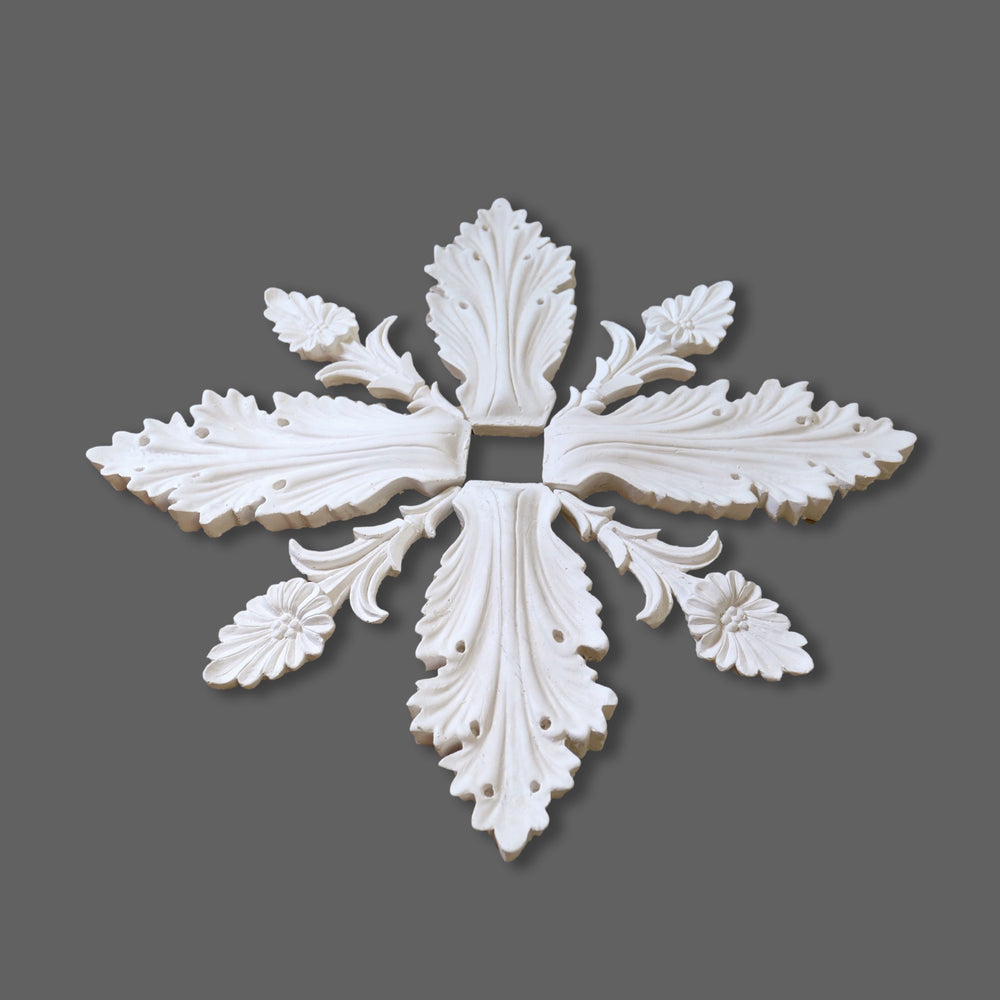 CL-CR29 individual Floral Leaf with Stem Plaster Ceiling Rose. The Cornice Store. Image 12