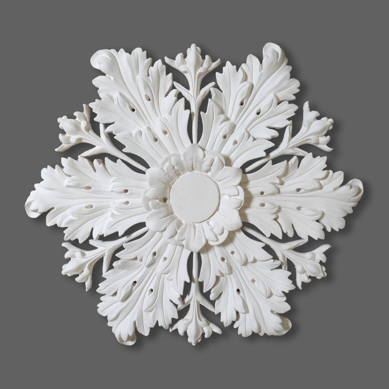CL-CR48 Medium Regency, Victorian, Edwardian individual Floral Leaf Plaster Ceiling Rose. The Cornice Store. Image 1