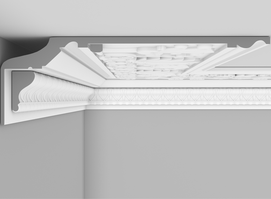 Cornice CL-GCC20 Large Floral Detail Regency Classic Plaster Cornice image 2. The Cornice Store London based supplier of Plaster Cornice & Ceiling Roses