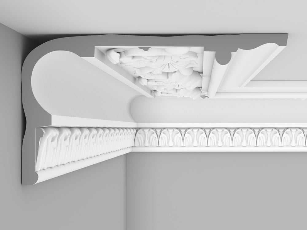 Cornice London Store Cornice CL-V21 Large Floral Lilly enriched Victorian plaster cornice image 4