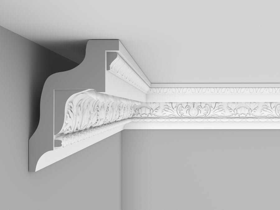 Cornice London Store Cornice CL-CC11 Medium Leaf enriched Plaster Cornice image 2.  The Cornice Store Plaster Cornice Collection