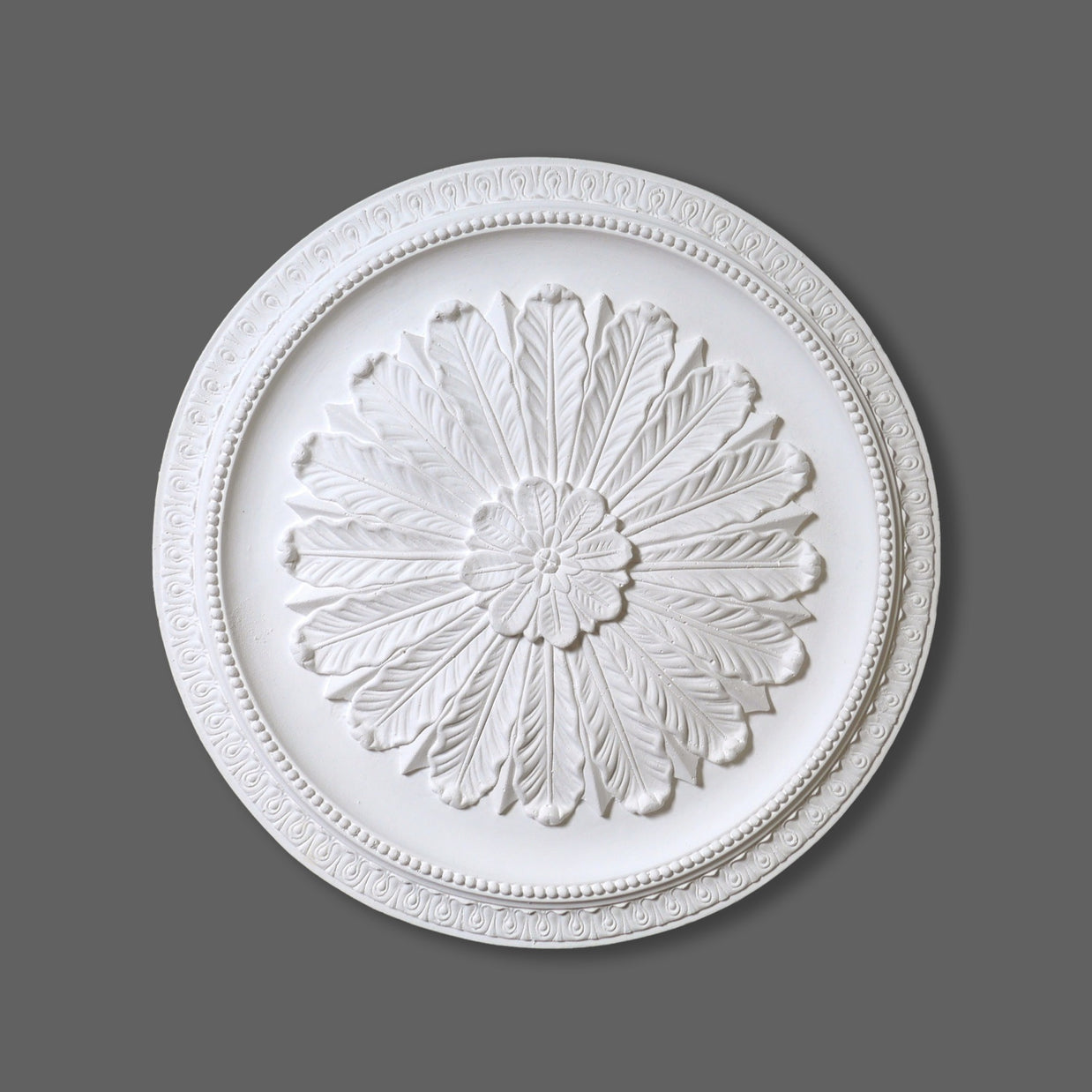 CL-CR12 Medium Regency Floral Leaf Plaster Ceiling Rose. The Cornice Store Ceiling Rose Collection, handmade by Artisans from our London workshop. image 1