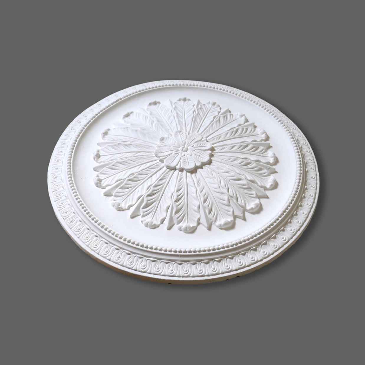 CL-CR12 Medium Regency Floral Leaf Plaster Ceiling Rose. The Cornice Store Ceiling Rose Collection, handmade by Artisans from our London workshop. image 12